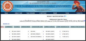 VNSGU Semester 1 Result 2021