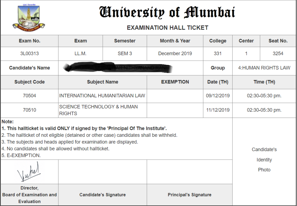 Mumbai University B.Ed Hall Ticket 2021/Mumbai University B.Ed Hall