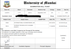 Mumbai University B.Ed Hall Ticket 2021